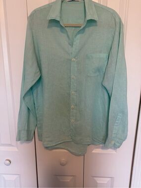 Faithfull the Brand Mint Button-Up Linen Shirt